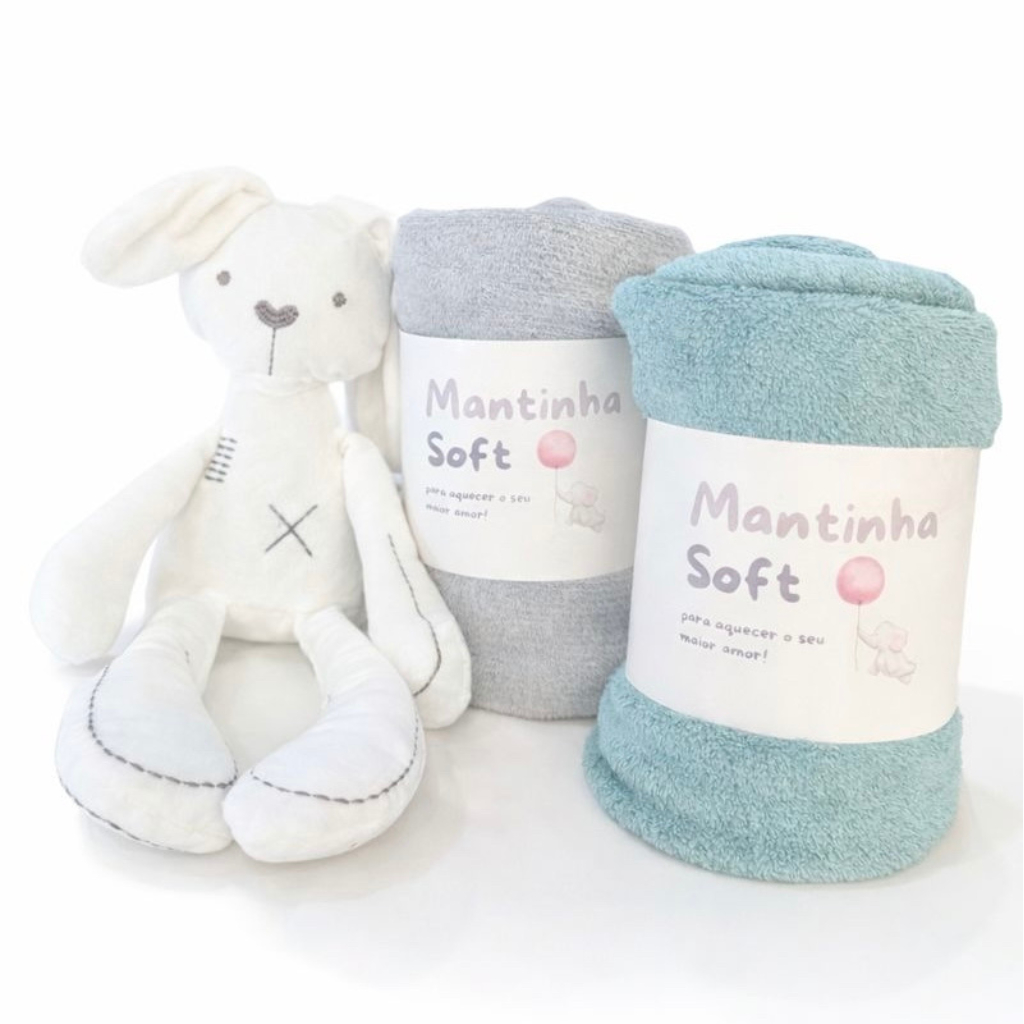 Kit 02 Mantinhas Cobertor Bebê Macia Quentinha Me