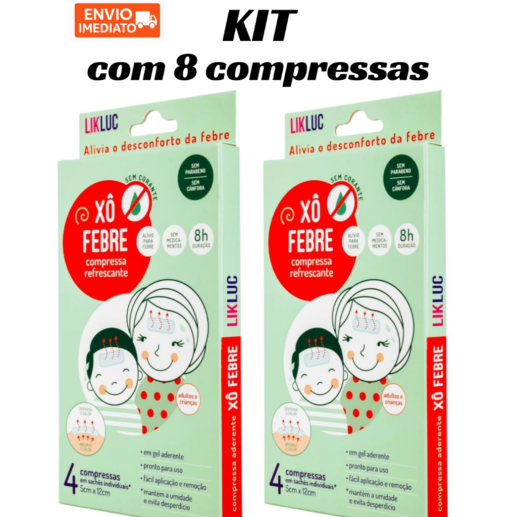 Kit 8 Compressas Adesivo de Febre Infantil Adulto 