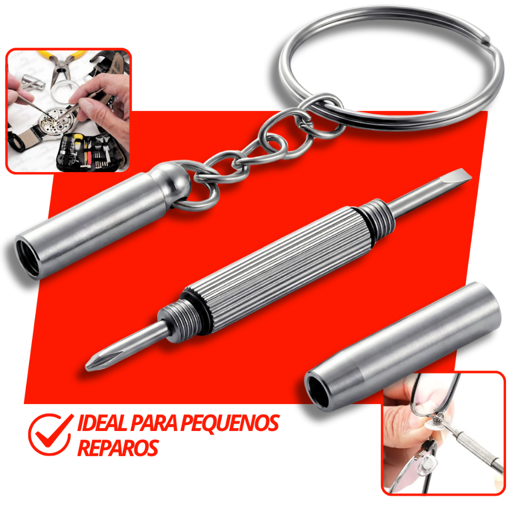 Mini Chave Fenda 3 em 1 Chaveiro Multiuso Para Man