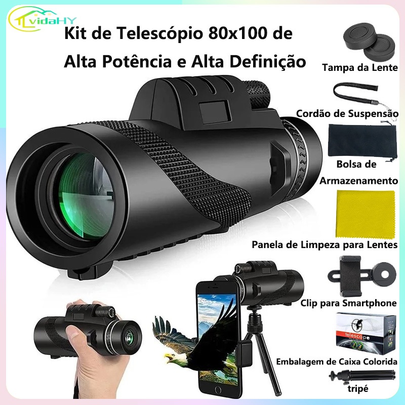 Telescópio Monocular portátil 80×100 HD com