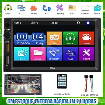 Multimidia 7 Polegas Tela Central MP5 2din Rádio 