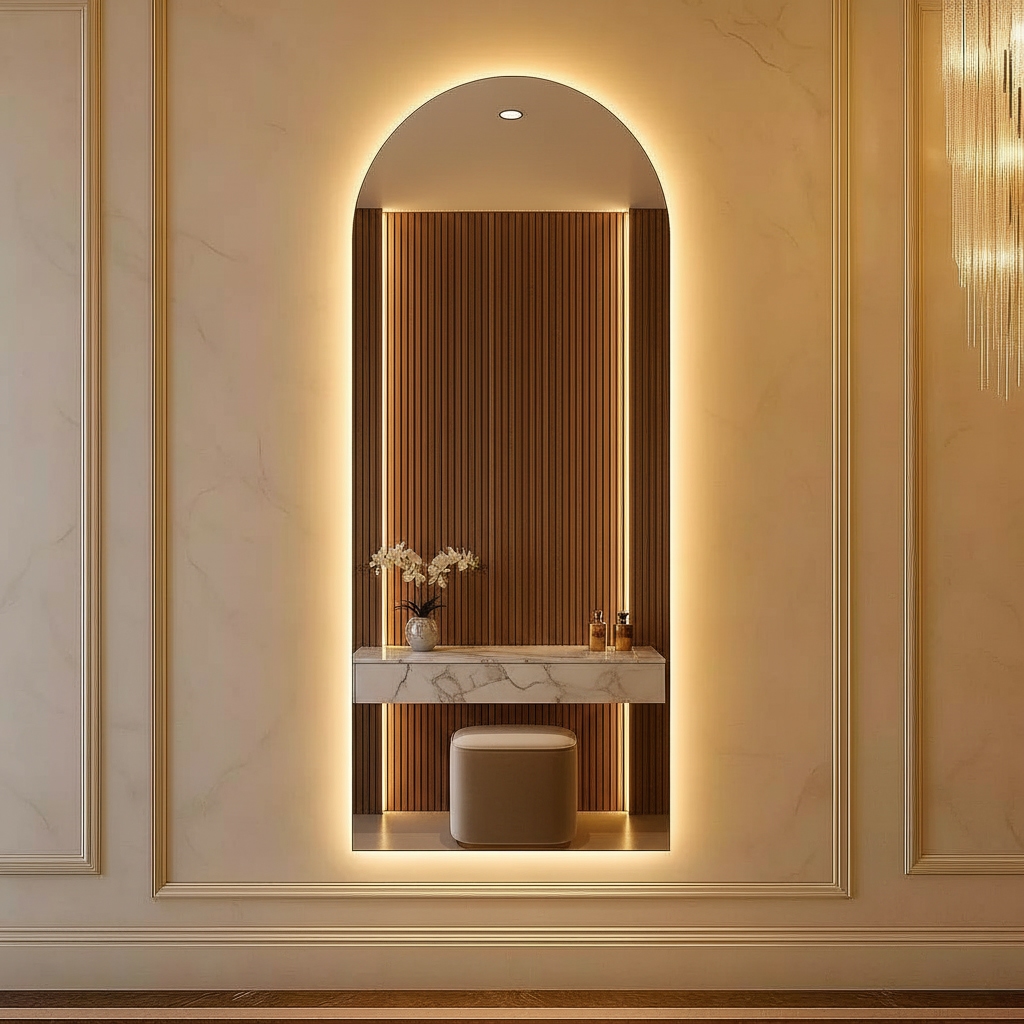 Espelho corpo inteiro Oval Madri Led 120cm x 50cm