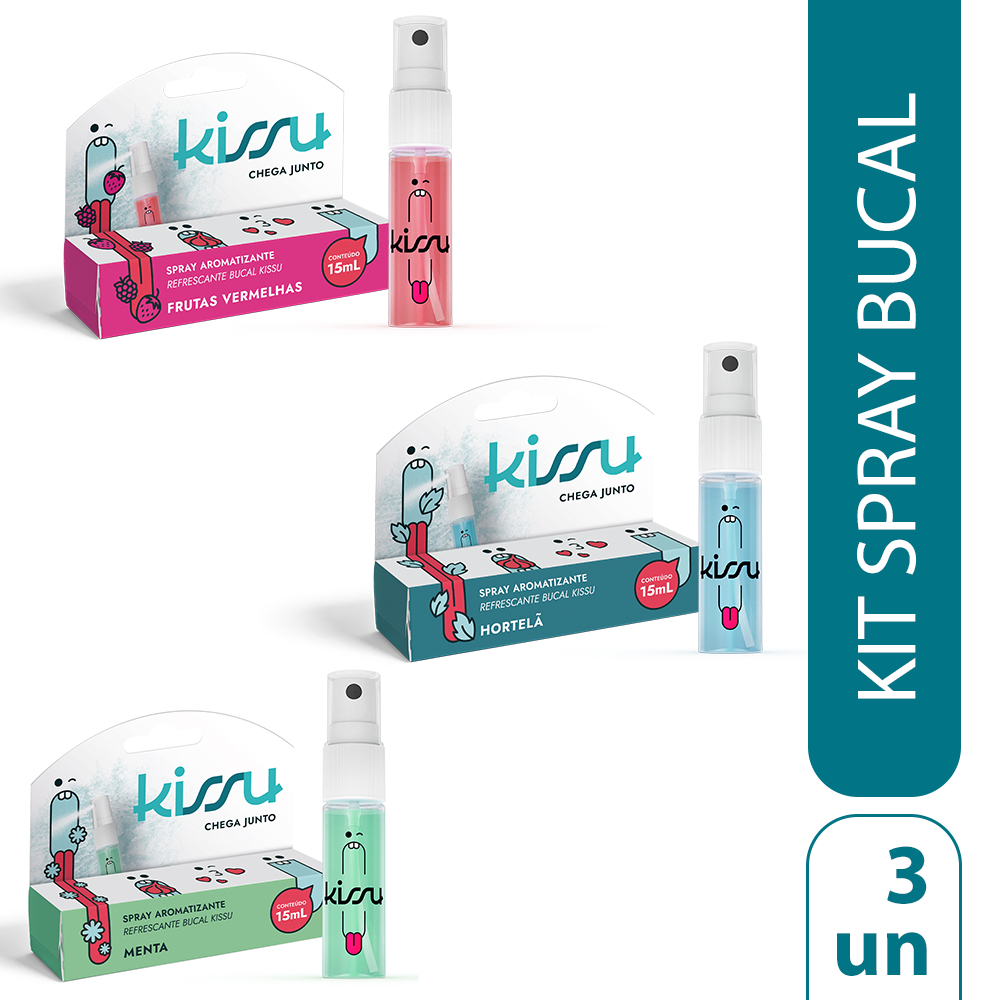 Kissu Spray Bucal 15ml – Kit com 3 (Frutas V