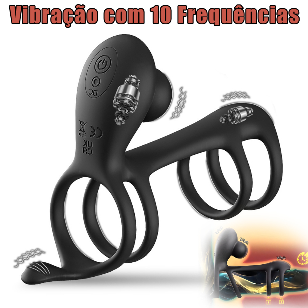 Vibrador De Casal Com Anel Peniano · Motor Duplo 