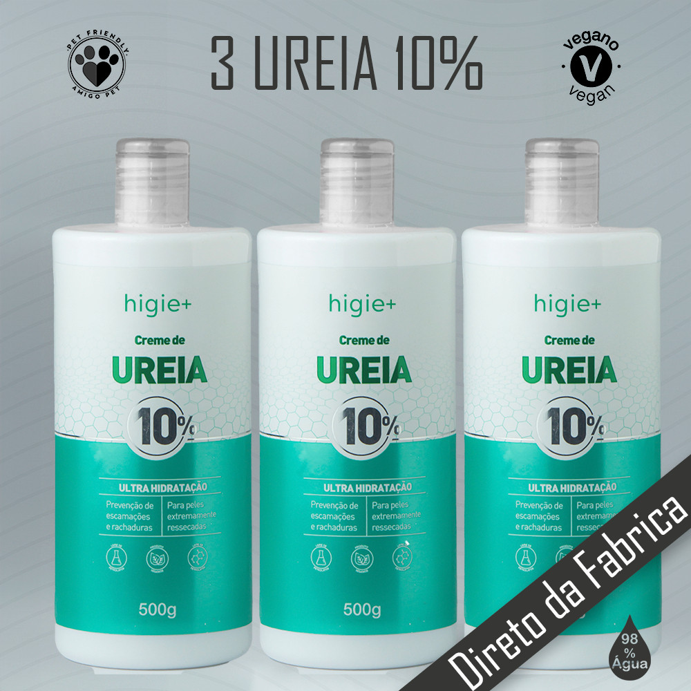 Kit com 03 Frascos de Creme de Ureia 10% 500 ml &#