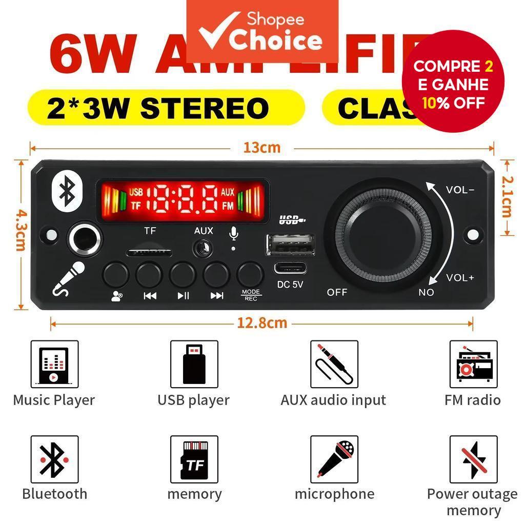 Placa Decodificadora Bluetooth MP3 DC 5V Reproduto