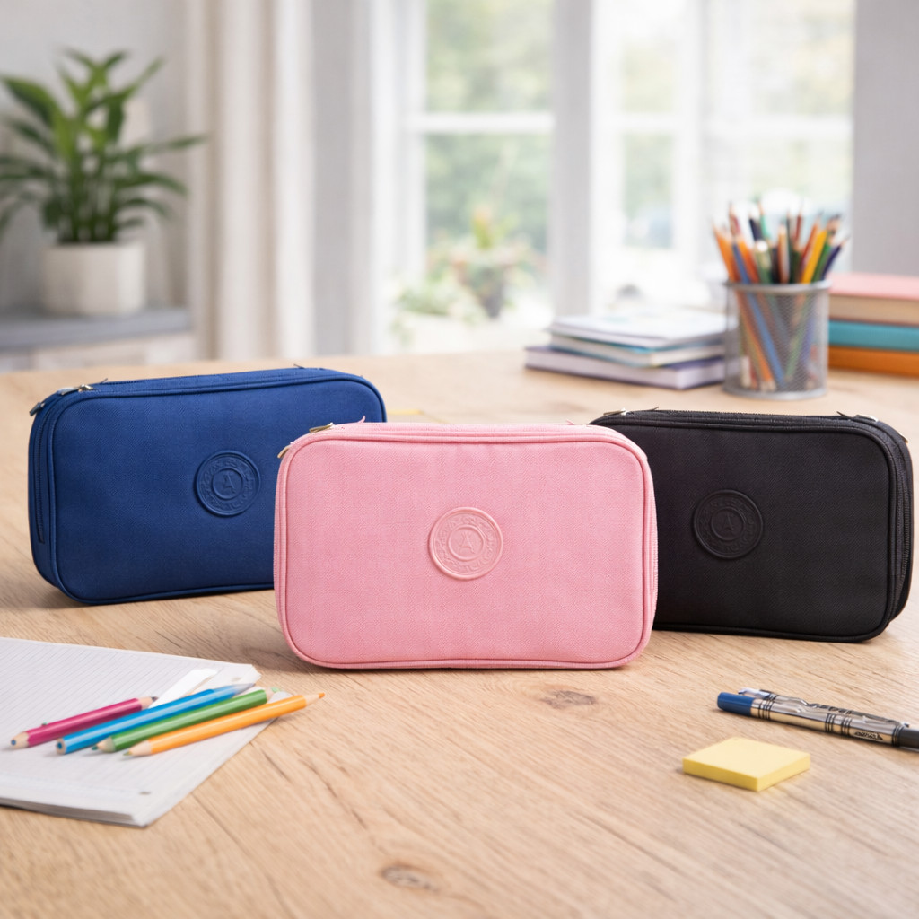 Estojo Organizador Escolar Grande em Nylon 2 Comp