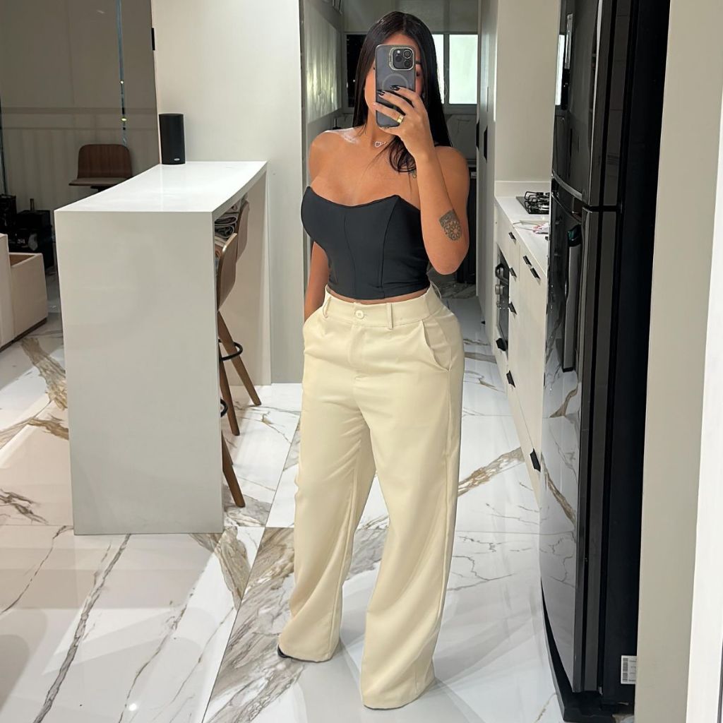 Calça Alfaiataria Pantalona Premium Com Bolso PRO