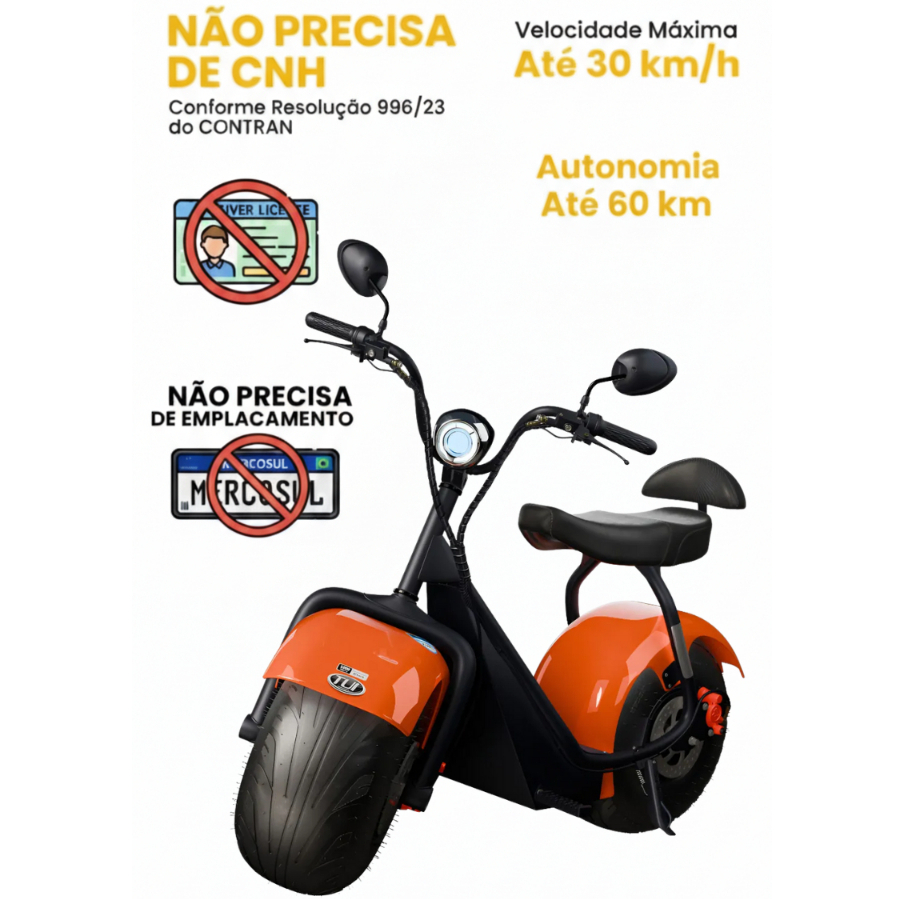 Scooter Moto Elétrica (Sem CNH) 1000W 60V TUI MAI