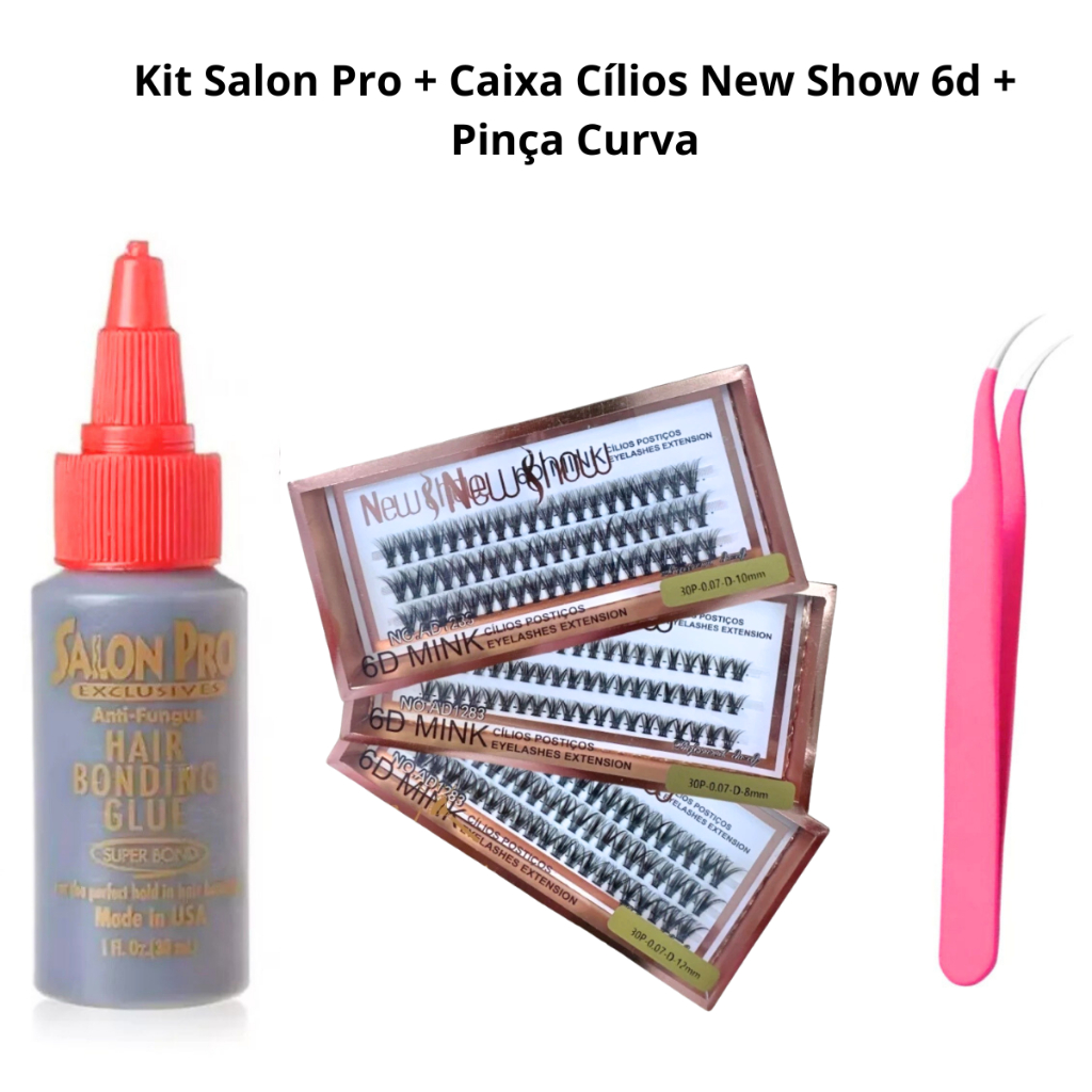 Kit com Cola 30ml Salon Pro + Pinça Vetus + Cíli