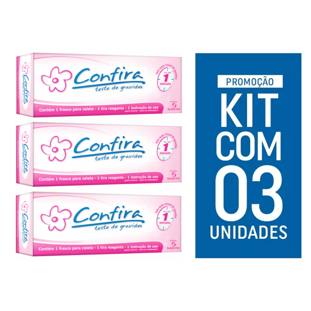 Kit com 3 Teste de Gravidez Fitinha Confira –