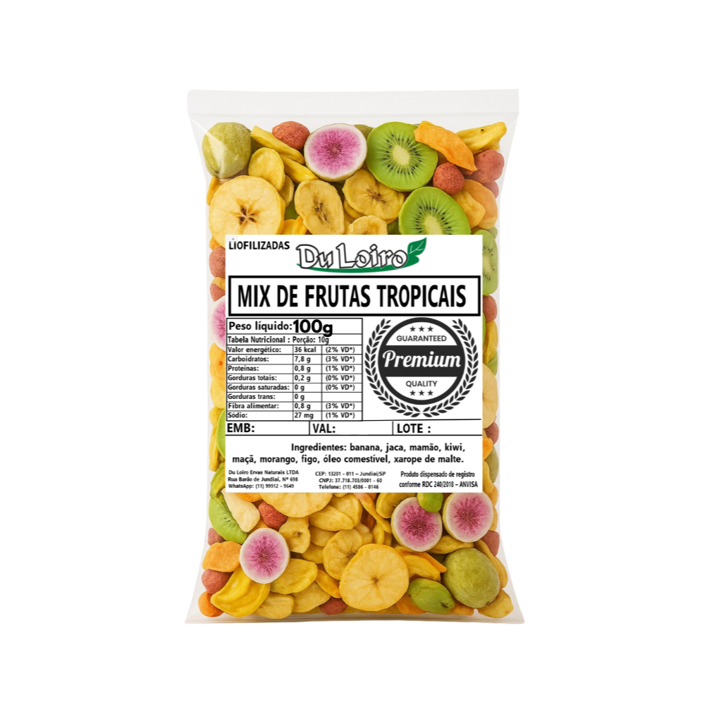 Mix Frutas Tropicais 100g -(7 Frutas): Chips de Ba
