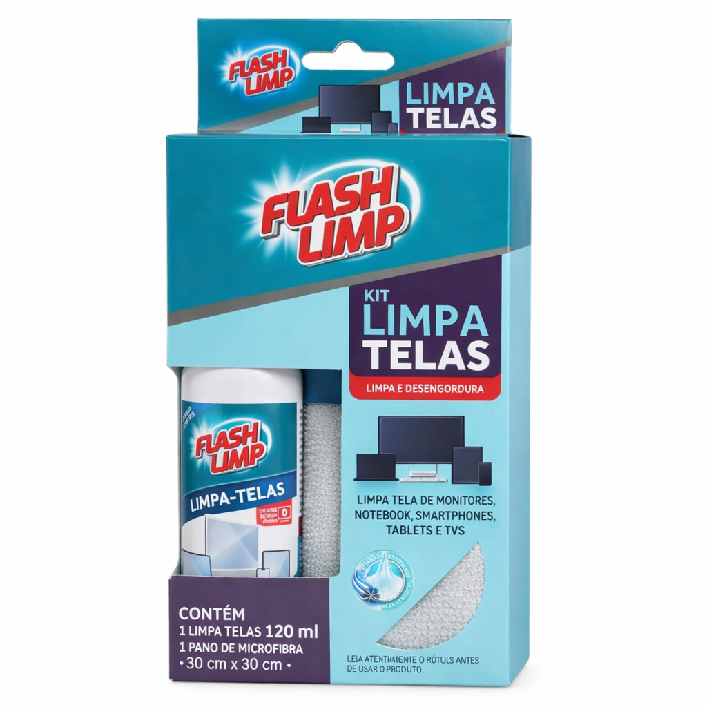 Kit Limpa Telas Flash Limp Spray 120ml Com Pano De