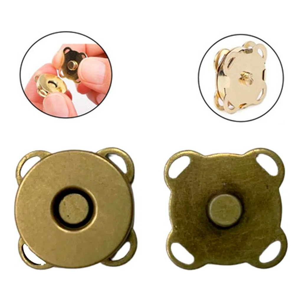 Kit 10 Botões Imantado Magnético Fecho Cor Ouro 