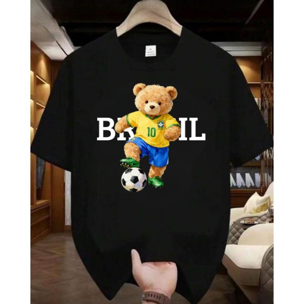 Camiseta Masculina Feminina Brasil Urso Futebol Es