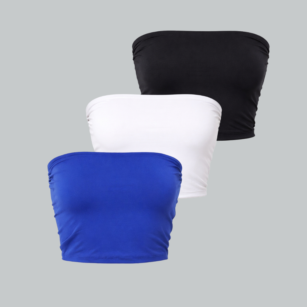 Kit 3 Cropped tube  Top Tomara que Caia feminino 0