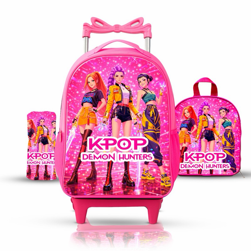 KIT Mochila escolar infantil  K-POP com Lancheira 