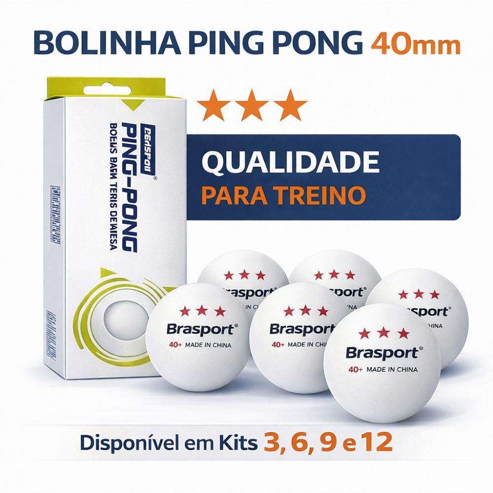 Kit Bolinhas de Ping Pong Tenis de mesa Brasport 3