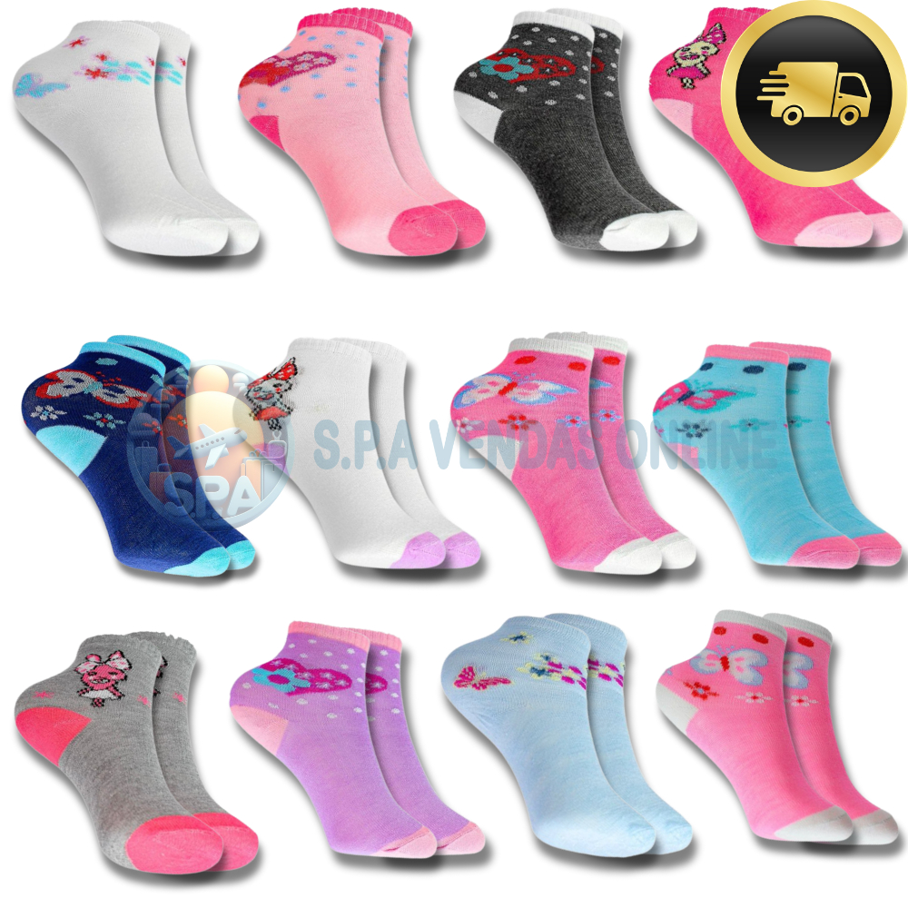 Kit com 24 Pares Meias Infantil com algodão MENIN