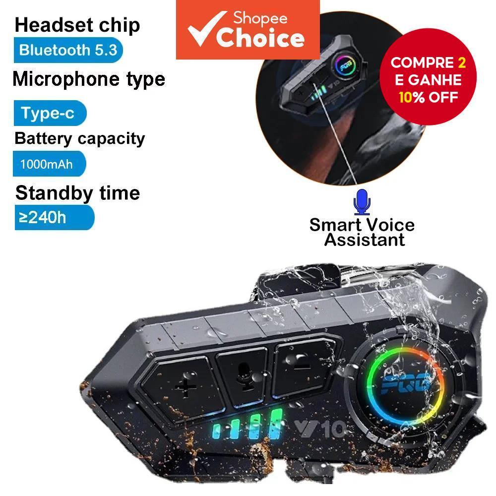 Fone de Ouvido para Capacete com Bluetooth 5.3 par