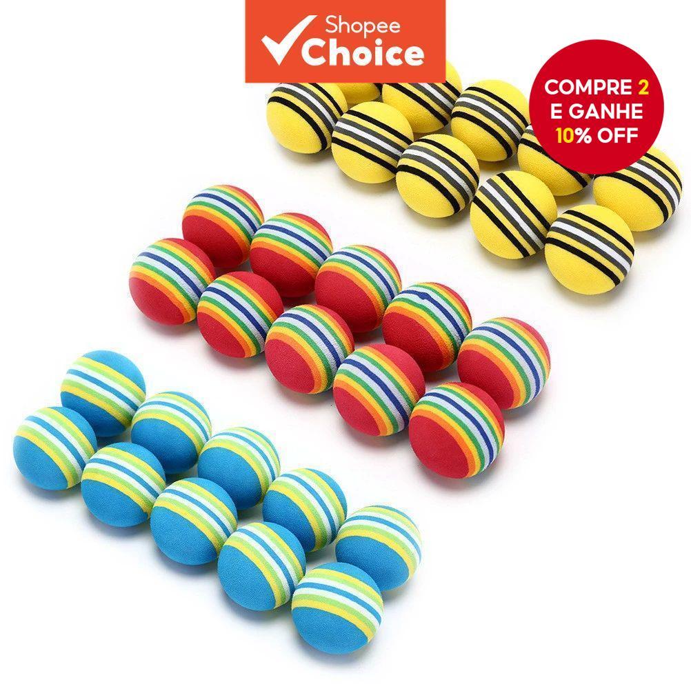 Pacote com 10 Bolas de Espuma com Listras Arco-Ír