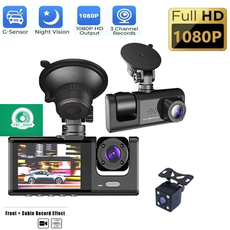 3 Lens DVR Vehicles Security Camera 1080P Video Re