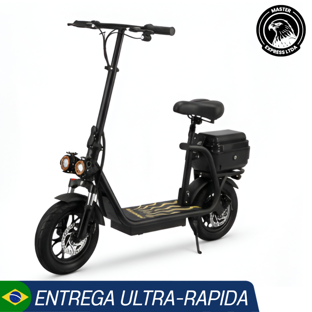 Scooter Elétrica 500W 48V com Banco, Baú Traseir