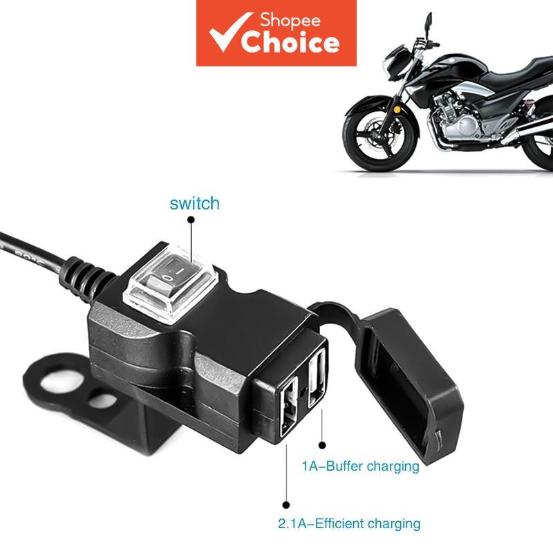 Porta dupla USB 12 V à prova dágua para motocicl