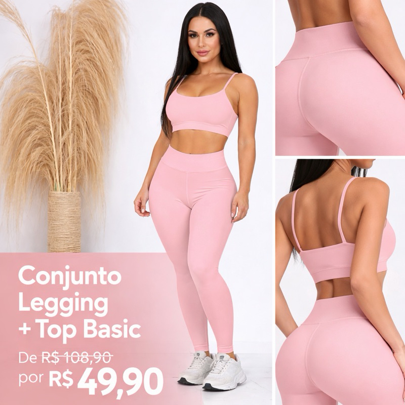 Conjunto Fitness Top e Calça Feminino Zero Transp