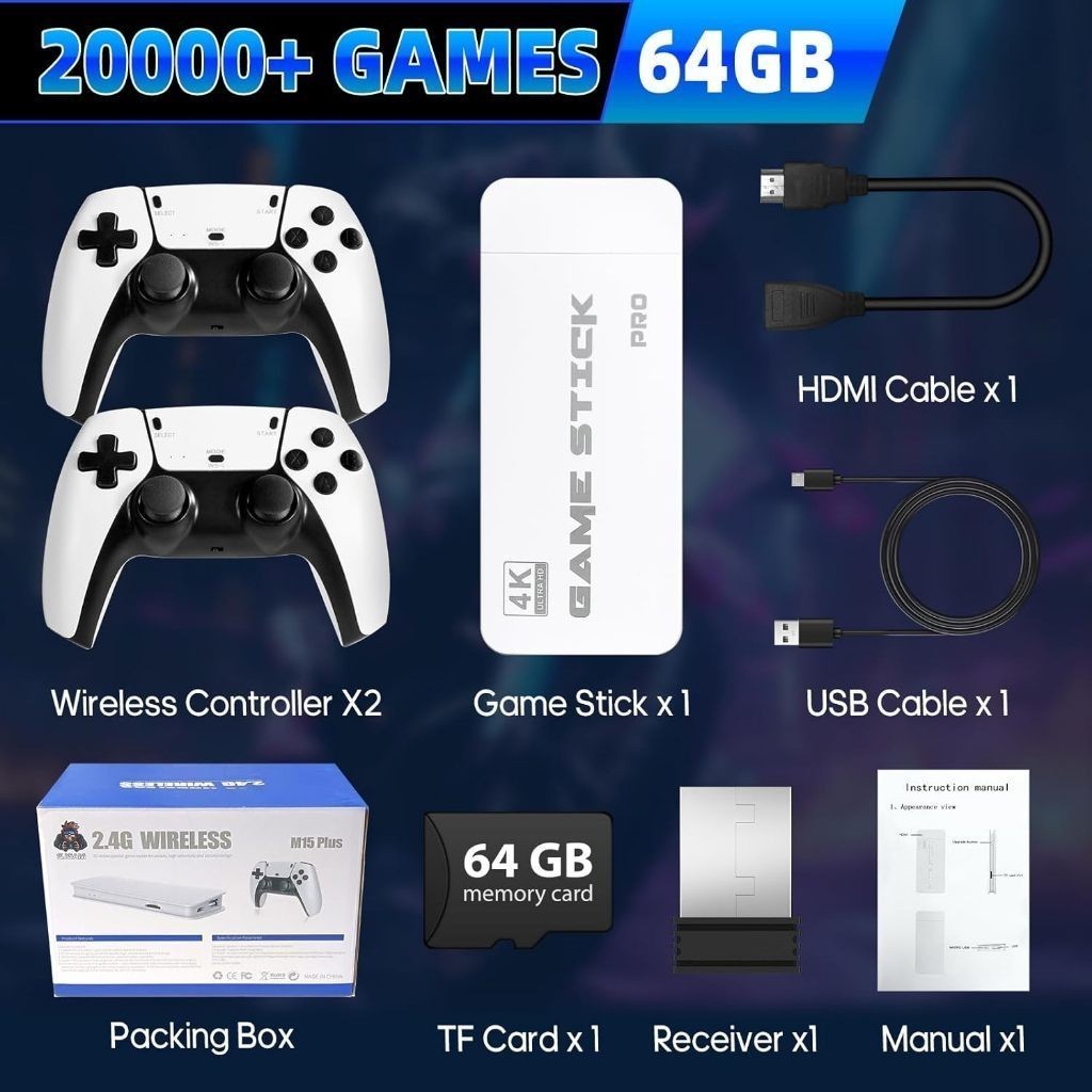 2026 Novo estilo Gamepad M15 Pro 4k 64gb HDMI com 