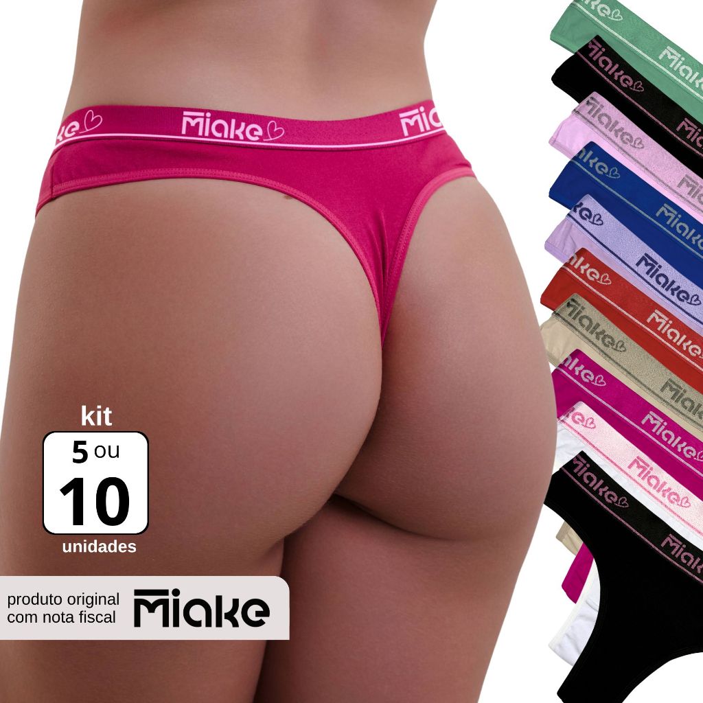 Kit Calcinhas Cós Alto Algodão Fio Dental Cintur