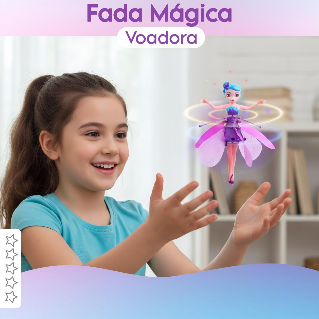 Boneca Fada Voadora com Sensor Brinquedo Fadinha M