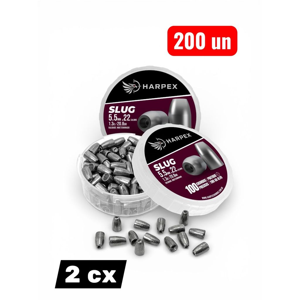 Kit 2 cx Chumbinho SLUG 5.5mm Harpex – 200 u