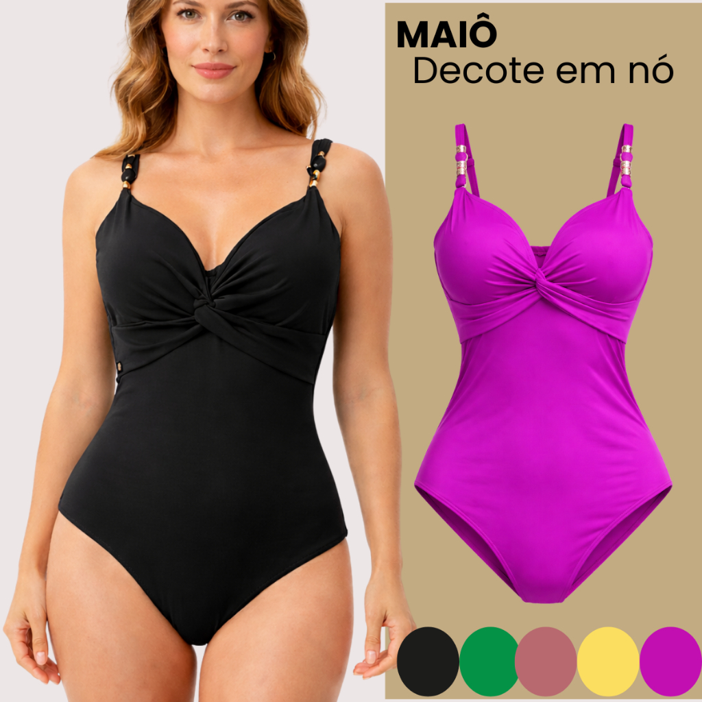 Maiô Feminino Praia Bojo Poliamia Premium Decote 