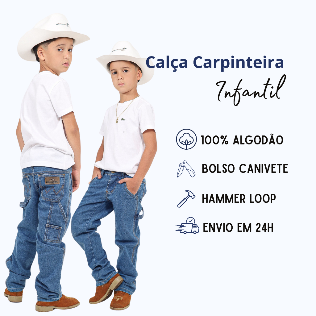 Calça Jeans Masculina Infantil Country Carpinteir