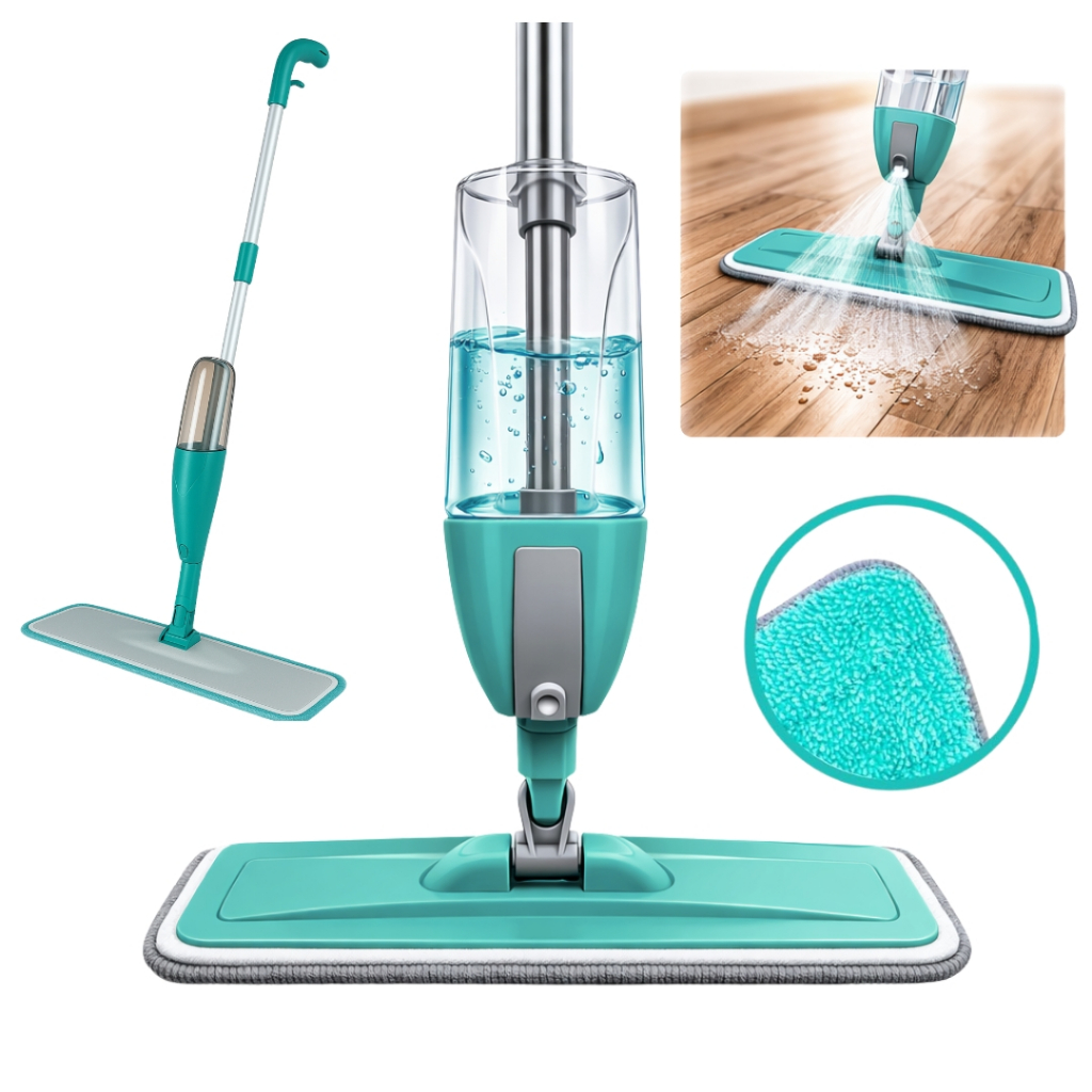 Mop Spray 360° com Reservatório de Água, Refil 