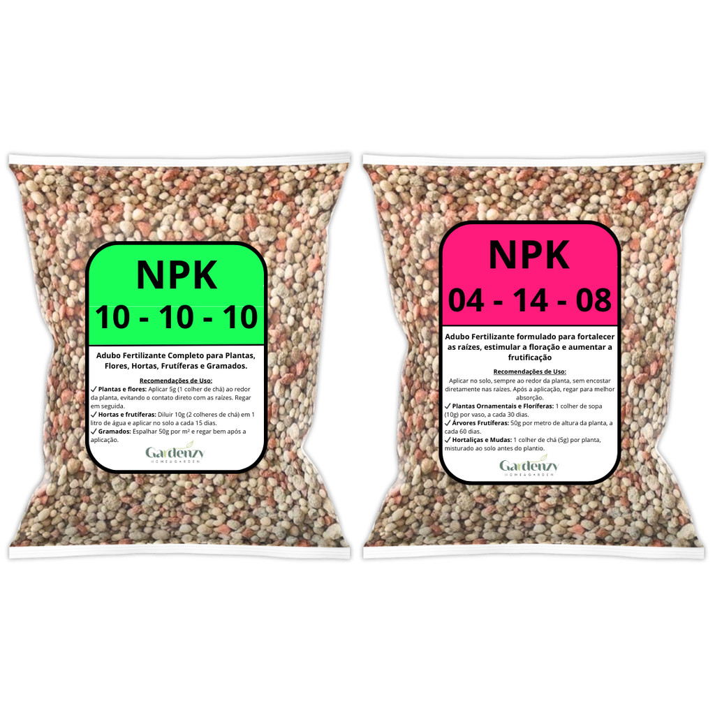 Kit Adubo Fertilizante NPK 10-10-10 + 04-14-08 
