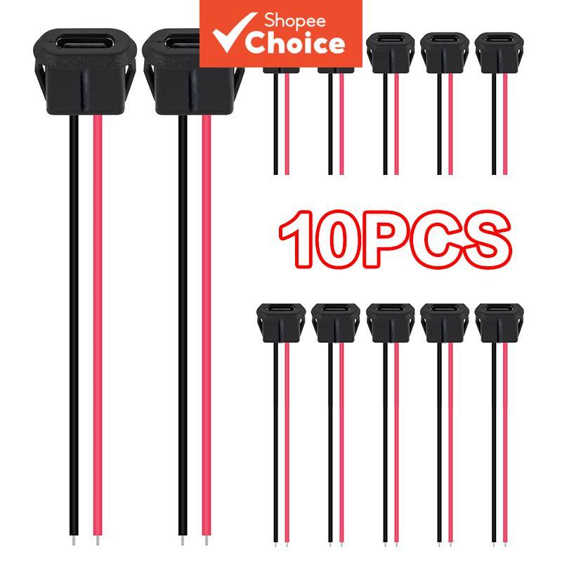 5 peças conector fêmea tipo C 2 pinos preto (sem