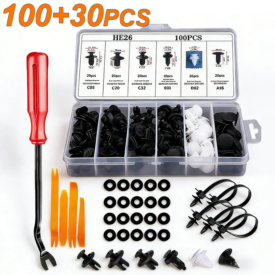 Kit Grampos E Presilhas Automotivas 130 Peças Com