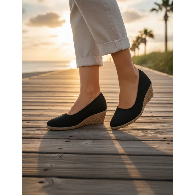 Sandálias Plataforma Scarpin Espadrille Casual Fe