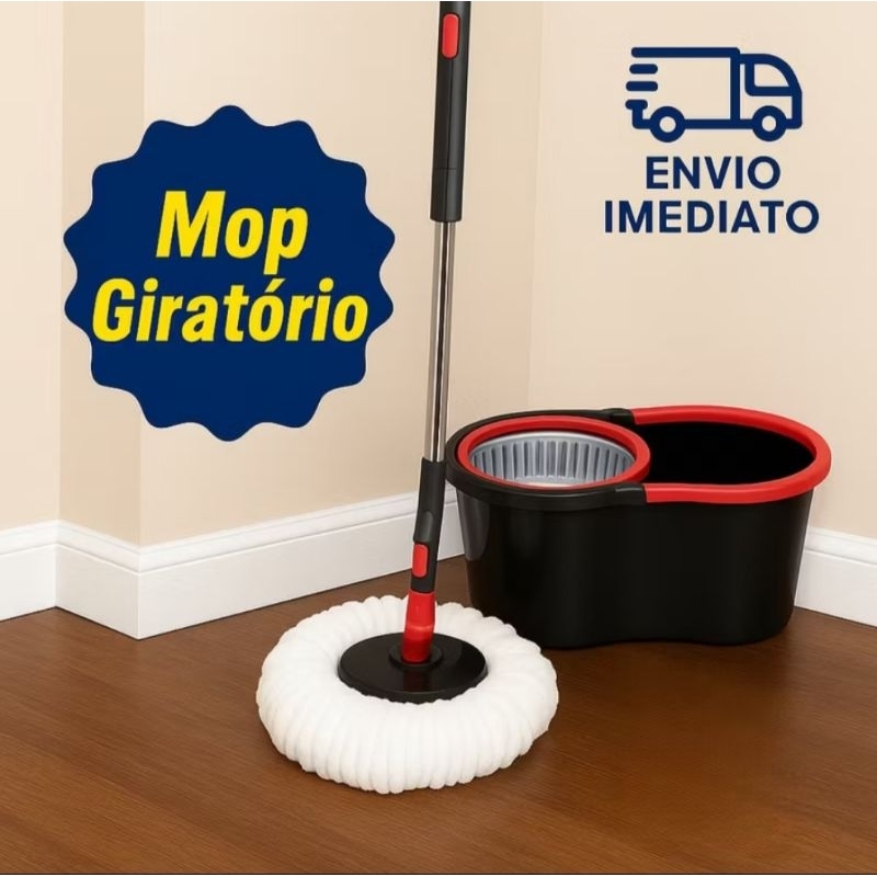Mop Esfregão Giratório 13 Litros Plástico 360°