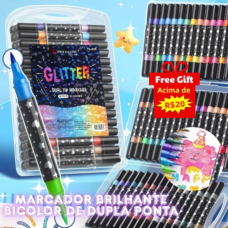 Free Gift 1/24/48/72/96 Cores Glitter Caneta Marca