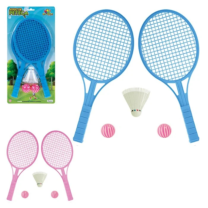 Jogo de Peteca Com 2 Raquetes e 2 Bolinhas 34cm &#