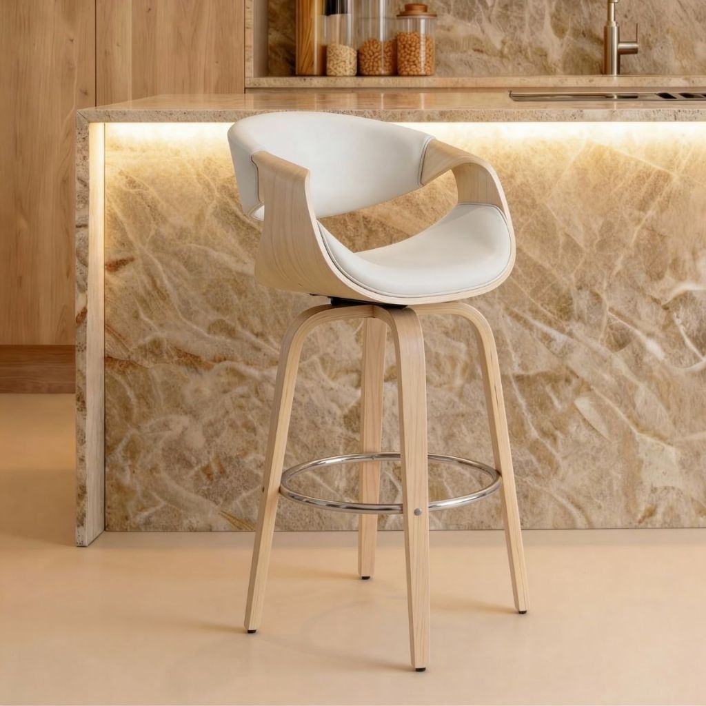 Banqueta Nicole Munique Giratória Couro e Base de