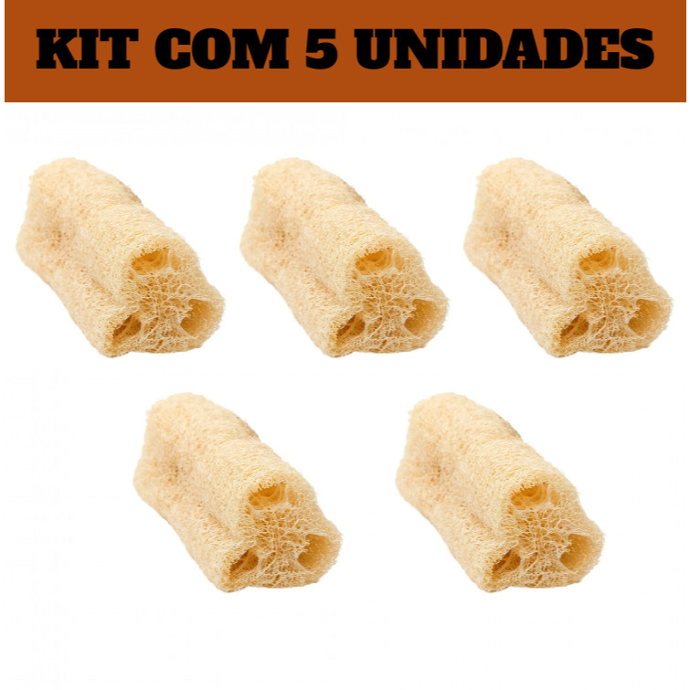 Kit Com 5 Bucha Esponja Vegetal Natural Ecológica