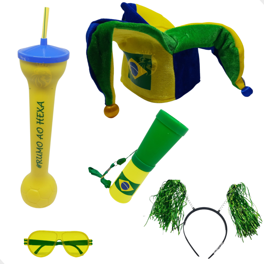 Kit Futebol Torcedor Do Brasil Copa Do Mundo Copo