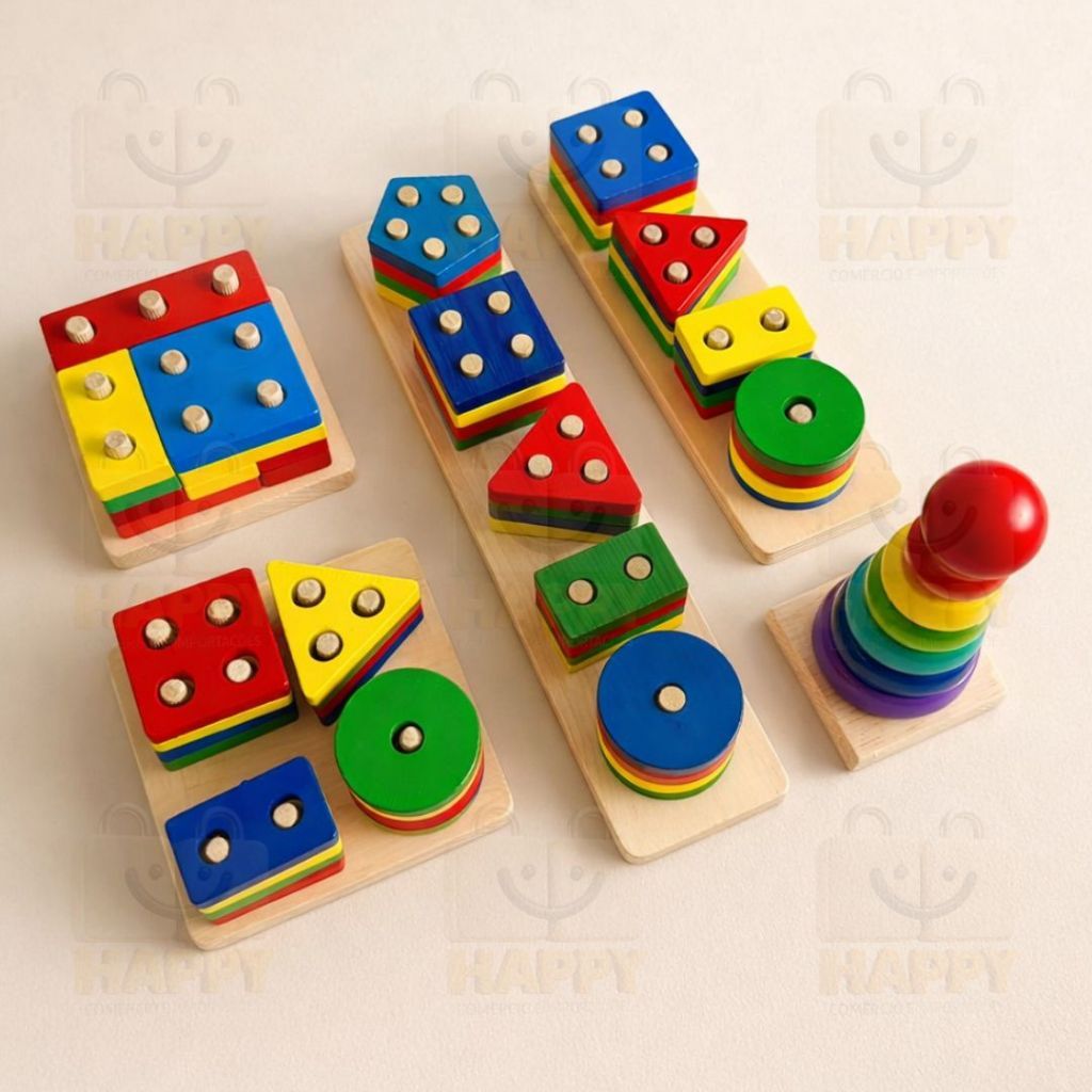 Brinquedo Pedagógico Infantil MDF Encaixe Formas 