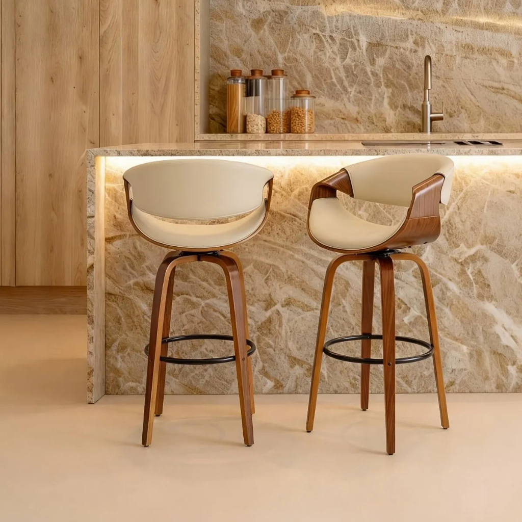 Kit2 Banqueta Nicole Munique Giratória Couro e Ba