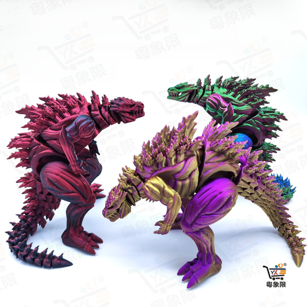 Dinossauro Godzilla Muscular Impresso Em 3D Com Ar