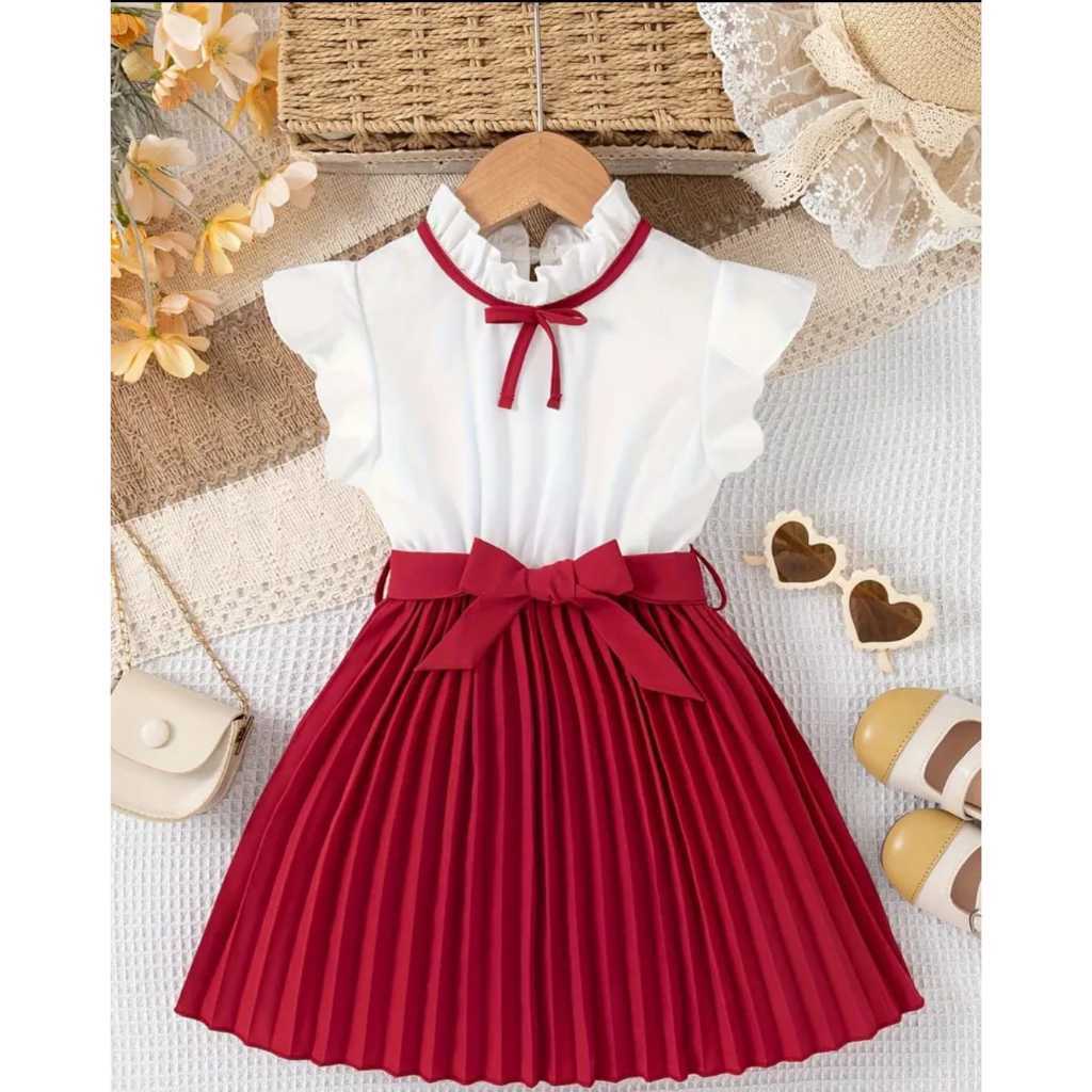 Vestido Plissado Menina princesa infantil e juveni